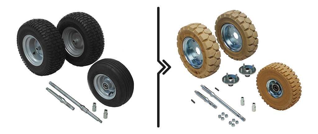 διαφ τιμή. για οπλισμένο άξονες και από το πρότυπο σε μη σήμανση τροχούς (3 τροχούς)